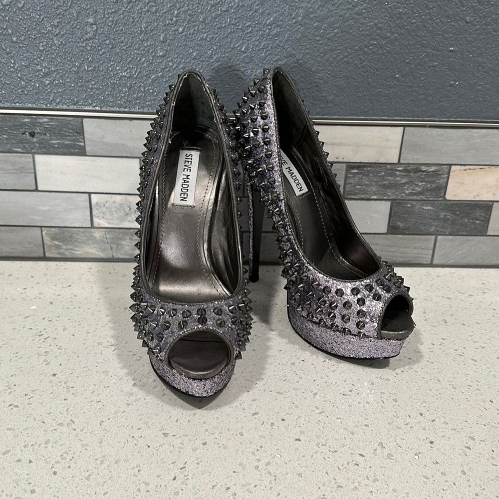 Steve Madden glitter spiked heels